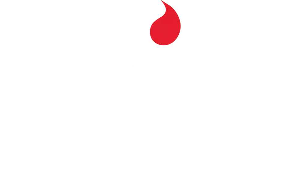 Logo der Firma Jens Hattendorf Heizung & Sanitär in weiß mit roter Flamme